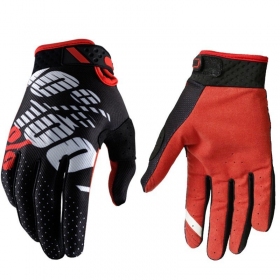 100% BLACK / RED RideFit gloves