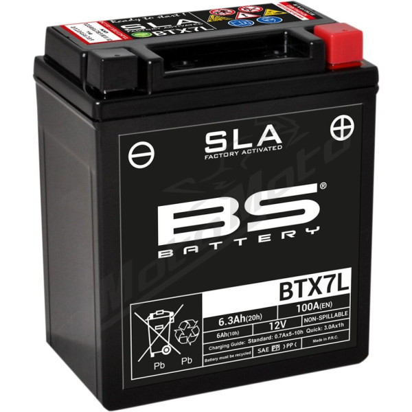 BS BATTERY SLA Factory- Activated AGM Maintenance-Free Battery BTX7L 12V 6Ah