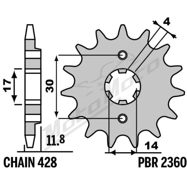 PBR plieninė standartinė priekinė žvaigždutė 2360 - 428 14T
