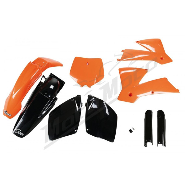 UFO Plastikų kompl. su šakių apsaugomis KTM SX 125-400 01-02