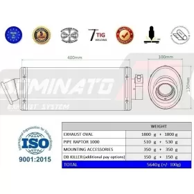 Exhausts kit Dominator Oval CAGIVA RAPTOR 1000 2000-2005