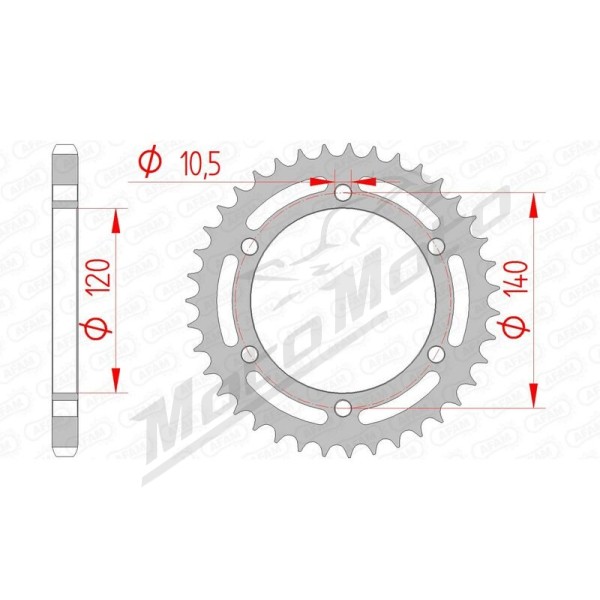 AFAM Steel Standard Rear Sprocket 525 38-40 teeth