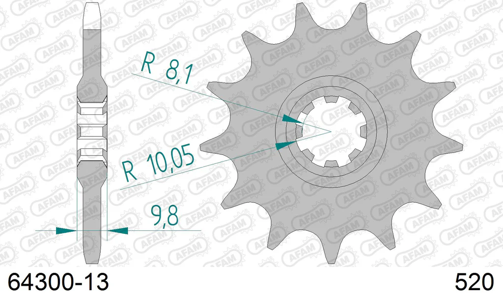 AFAM Steel Standard Front Sprocket 64300 - 520 12 teeth ​​​​​​​HUSQVARNA WR / CR 125-390cc 78-82