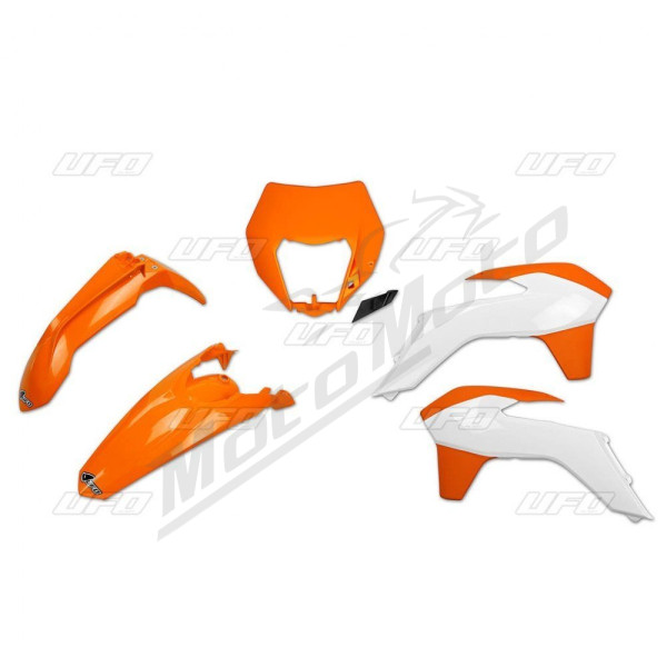 UFO Plastic kit white / orange KTM EXC / EXC-F 14-16