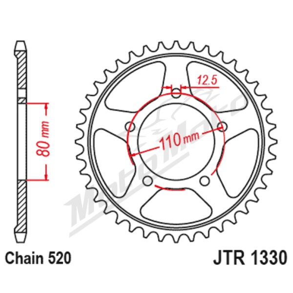 JT SPROCKETS Steel Standard Rear Sprocket 1330-520 JTR1330 BZK