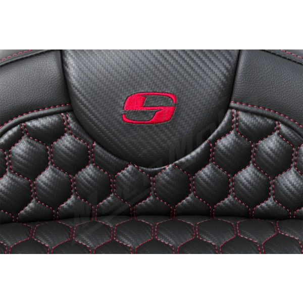 SADDLEMEN Roadsofa Honeycomb Seat With Backrest Red Harley Davidson FLHR / FLHTK / FLHXS / FLTRXS 1584-1923 08-23