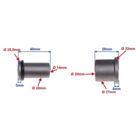 Įvorės 20/25,5x14x40mm / 27/32x20x28mm 2vnt.