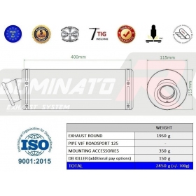 Exhaust silincer Dominator Round DAELIM VJF Roadsport 125 2007-2016