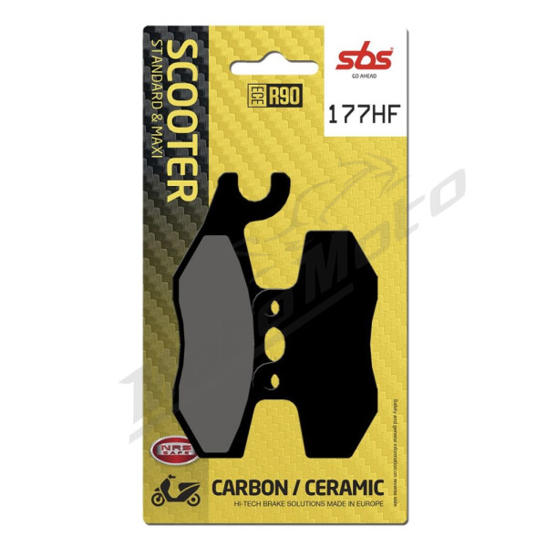 SBS 177HF Street Ceramic Organic Brake Pads Aprilia / Derbi / Gilera / Peugeot / Piaggio / Vespa 50-800cc 00-24