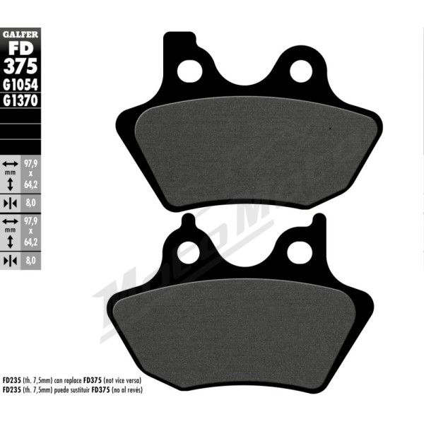 GALFER HH Sintered Brake Pads Harley Davidson FLSTC / FLSTCI / FXDXT 1450-1690cc 01-17