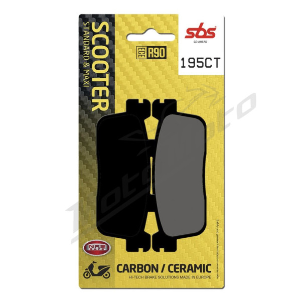 SBS CT Scooter Carbon Tech 195CT Organic Brake Pads Kymco / Peugeot / Yamaha 125-400cc 06-24