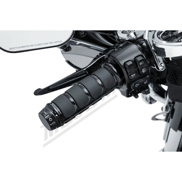 KURYAKYN Three-Piece ISO Heated Black Grips Harley Davidson FLDE / FLFB / FLS / FXST / FXBB 1584/1923 10-25