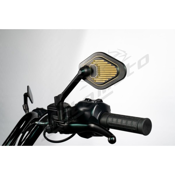 DRAG SPECIALTIES Adjustable Mirror Short Stem (12 cm) Black & Gold Edition M8