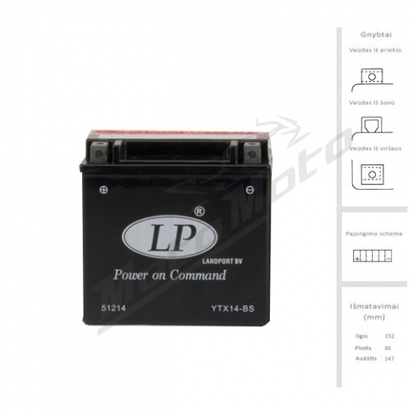 LANDPORT  Accumulator base 12 Ah 200A EN 12V LTX14-BS