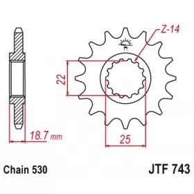 Front sprocket JTF743 15T Ducati Multistrada 1200-1260cc 10-20