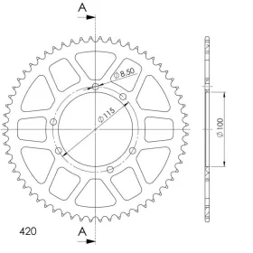 Supersprox Rear Sprocket 58T (420) Ø100mm Fantic Caballero / Casa / Competizione / Performance 50cc 07-> Red