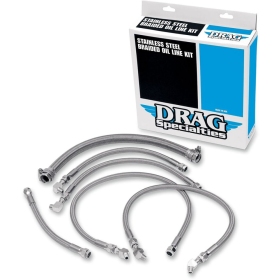 DRAG SPECIALTIES Stainless Steel Braided Oil Line Kit Harley Davidson FLST / FLSTC / FXST / FXSTC / FXSTS 1340cc 87-89