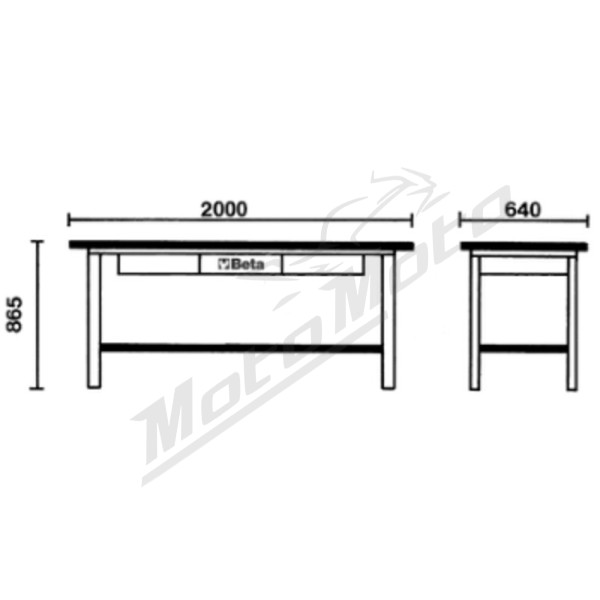 BETA Workbench Orange 2000x640x865 mm