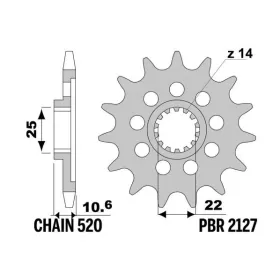 PBR Steel Standard Front Sprocket 2127 - 520 MV AGUSTA BRUTALE 750cc 2001-2010