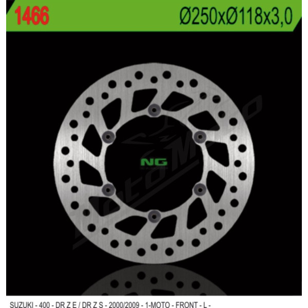 NG Front Fixed Brake Disc 250x118x3mm Suzuki DR-Z 400cc 00-09