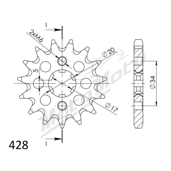 Supersprox Front sprocket 1264.15T Honda / Kymco 125cc 06-22