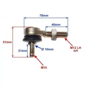 Steering tie rod ball joint HONDA / GO-KART / UNIVERSAL M12x1,25x40 left thread 1pc