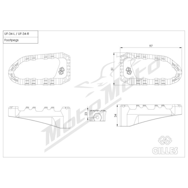 GILLES TOOLING Pro-X Enduro Driver Foot Peg Kit Hypermotard / Scrambler 803/1100 15-24