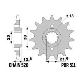 PBR plieninė standartinė priekinė žvaigždutė 511 - 520 KAWASAKI KL / KLR / KLX / VULCAN 500-650cc 1990-2019