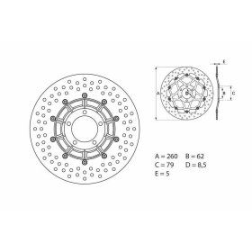 BREMBO Serie Oro apvalus fiksuotas stabdžių diskas priekinis BMW K / R 800-1000cc 1982-1992