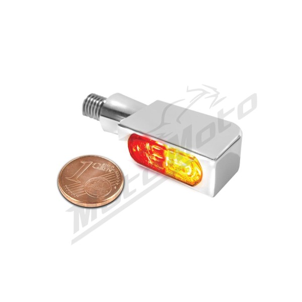 HEINZ BIKES 3in1 Micro Universal Rear LED Turn Signal Chrome 1pc.