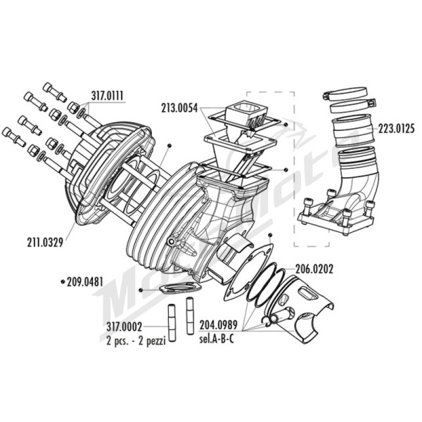POLINI Evolution Complete Cylinder Kit + Reed Valve Vespa ET3 / Primavera 125cc 76-83