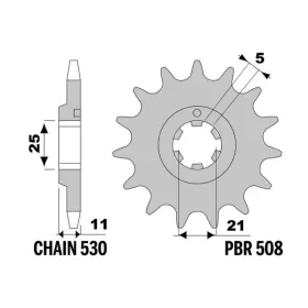 PBR Steel Standard Front Sprocket 508 - 530 KAWASAKI KH / H2 400-750cc 1971-1977