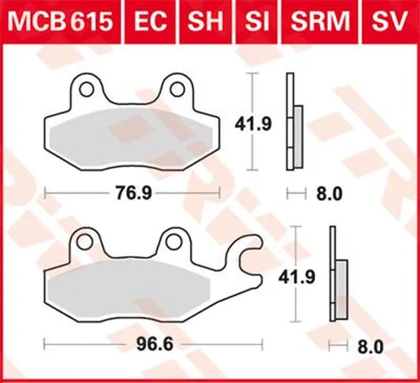 TRW EC Series Ceramic Brake Pads Cagiva / CPI / ETON / Honda / Kawasaki / Kreidler / Kymco / Yamaha 50-1000cc 90-22