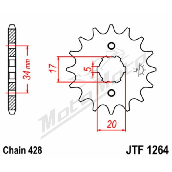 JT/JT Chain Kit 428HDR 15/47 Standard - Standard Rear Sprocket Honda CB 125cc 18-20