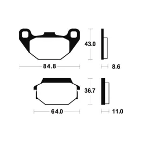 TECNIUM Scooter Organic Brake pads ME249 Hyosung / Kymco / SYM 50-650cc 99-23