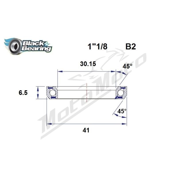 BLACK BEARING 45°/45° Headset Bearing 30.15x41x6.5 mm HB-B2