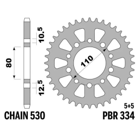 PBR Standard C45 Steel Rear Sprocket 334S - 530 HONDA CB 450 SC NIGHTHAWK 1982-1985