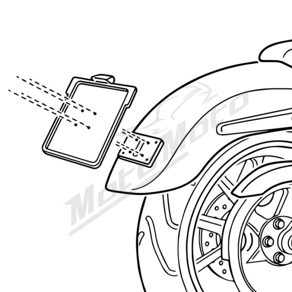HEINZ BIKES Numerio ženklo laikiklio adapteris chromuotas Harley Davidson FLDE / FLFB / FXBR / FXST / FXLR 1750/1923 18-24