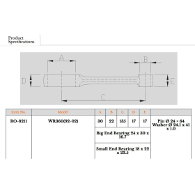 Royal Rods connecting rod Husqvarna WR / CR 360 92-02