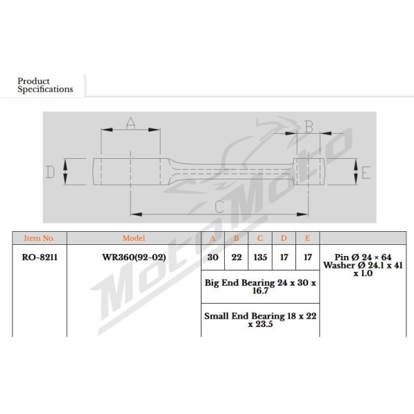 Royal Rods connecting rod Husqvarna WR / CR 360 92-02