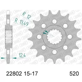 AFAM plieninė standartinė priekinė žvaigždutė 22802 - 520 15-17 dantukų SUZUKI GSX-R 1000cc 17-21