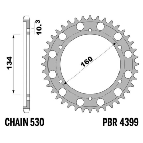 PBR Standard C45 Steel Rear Sprocket 4399 - 530 ​​​​​​​HONDA CB / CBR / VTR 900-1000cc 2000-2019