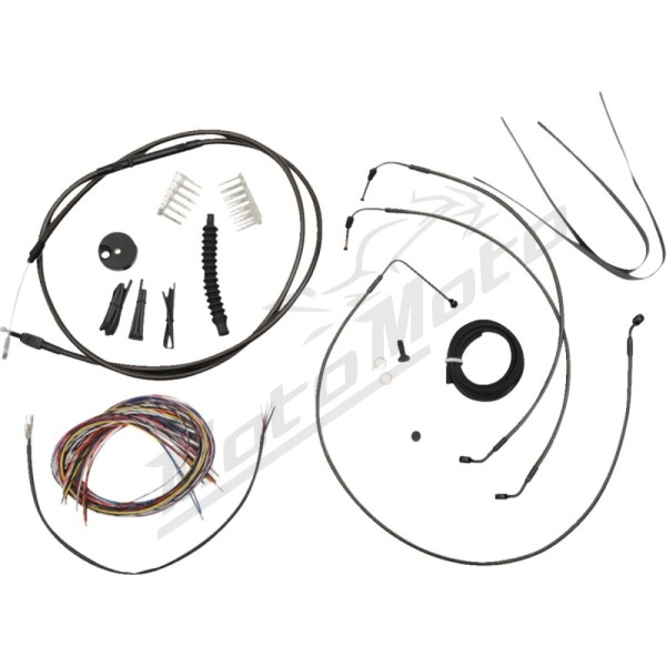 LA CHOPPERS Complete Midnight Braided Handlebar Cable/Brake Line Kit Harley Davidson 1750-1868 18-24