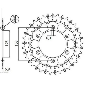 SUNSTAR SPROCKETS Rear Sprocket HM Moto / Honda 125-450 82-22