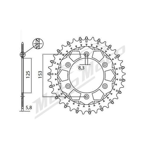 SUNSTAR SPROCKETS galinė žvaigždutė HM Moto / Honda 125-450 82-22