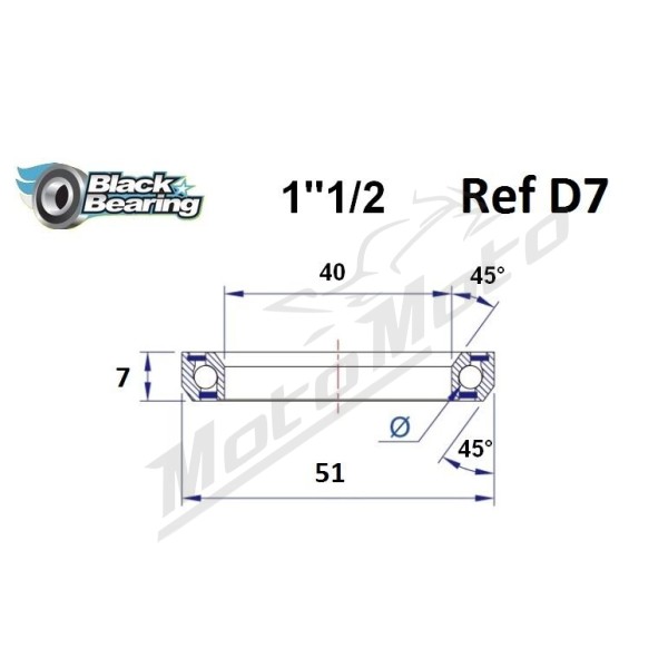 BLACK BEARING 45°/45° Headset Bearing 40x51x7 mm HB-D7