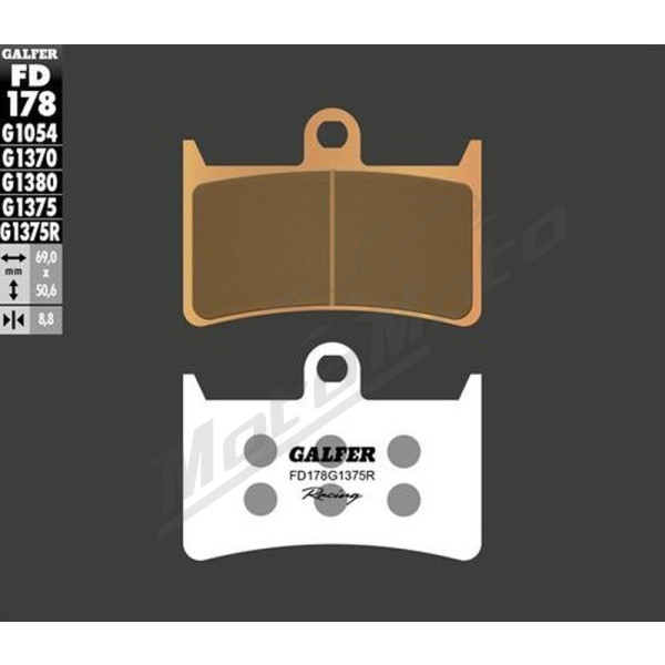 GALFER Sport Racing Front brake pads sintered metal gold KH252 / KH380 Yamaha FZ / FJR / BT / XJR / R6 / R1 250-1900 89-25