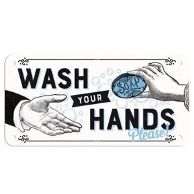 Metalinė lentelė WASH YOUR HANDS 10x20