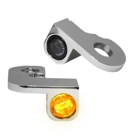 HEINZ BIKES NANO Series Handlebar Turn Signals Chrome Harley Davidson FLD / FXD / FXDBA / FXDL / FXDWG / FXDX 1340/1800 91-17 