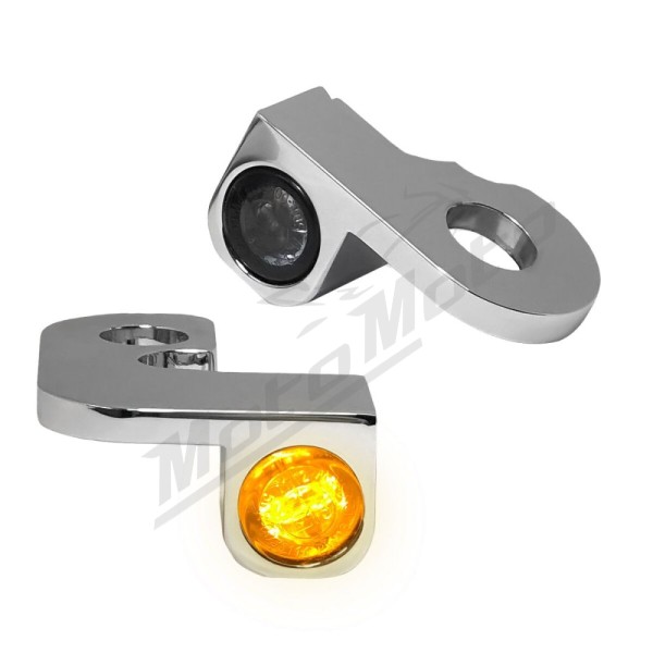 HEINZ BIKES NANO Series Handlebar Turn Signals Chrome Harley Davidson FLD / FXD / FXDBA / FXDL / FXDWG / FXDX 1340/1800 91-17 